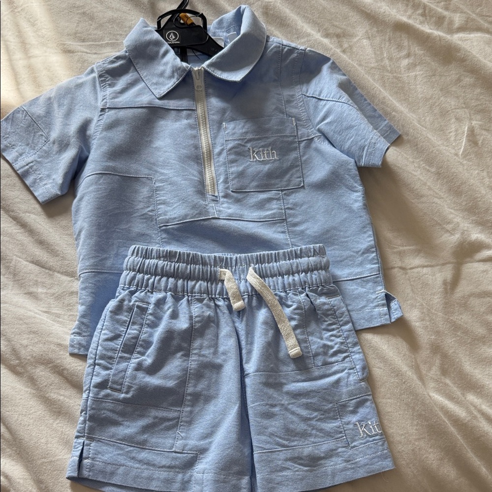 Kith Kids Sky Blue Polo Shirt and Shorts Set
